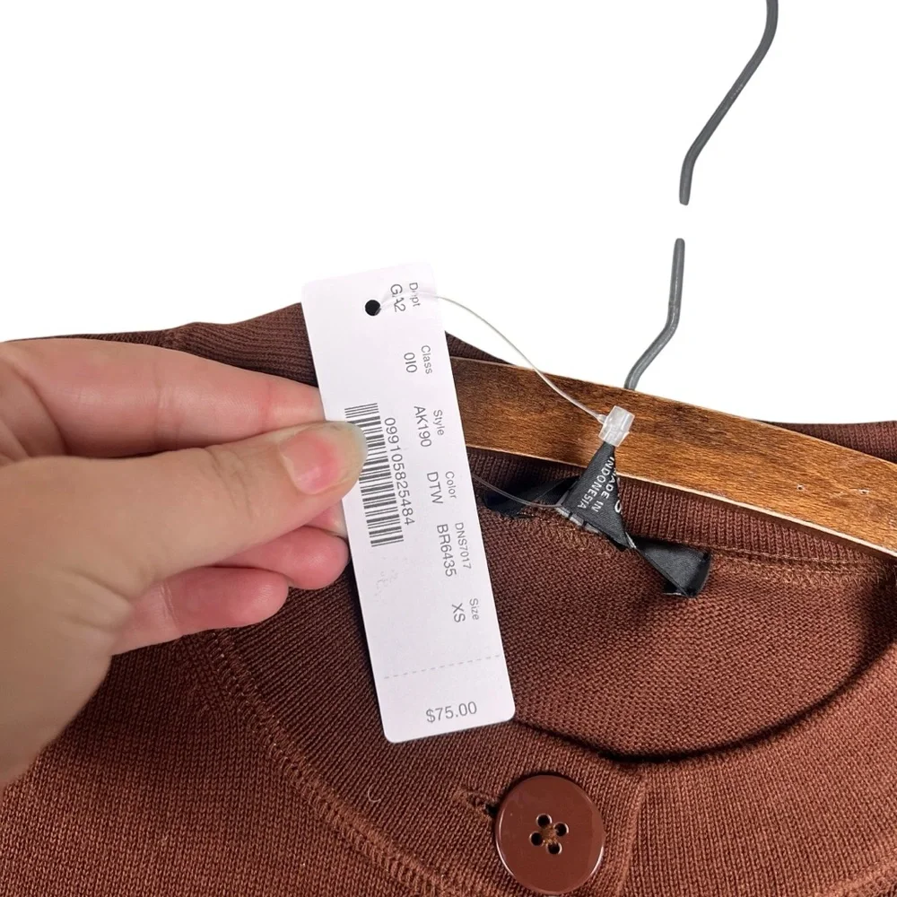 J. Crew black label Women’s Chocolate Brown Button up Cardigan NEW SZ XS - Picture 4 of 5